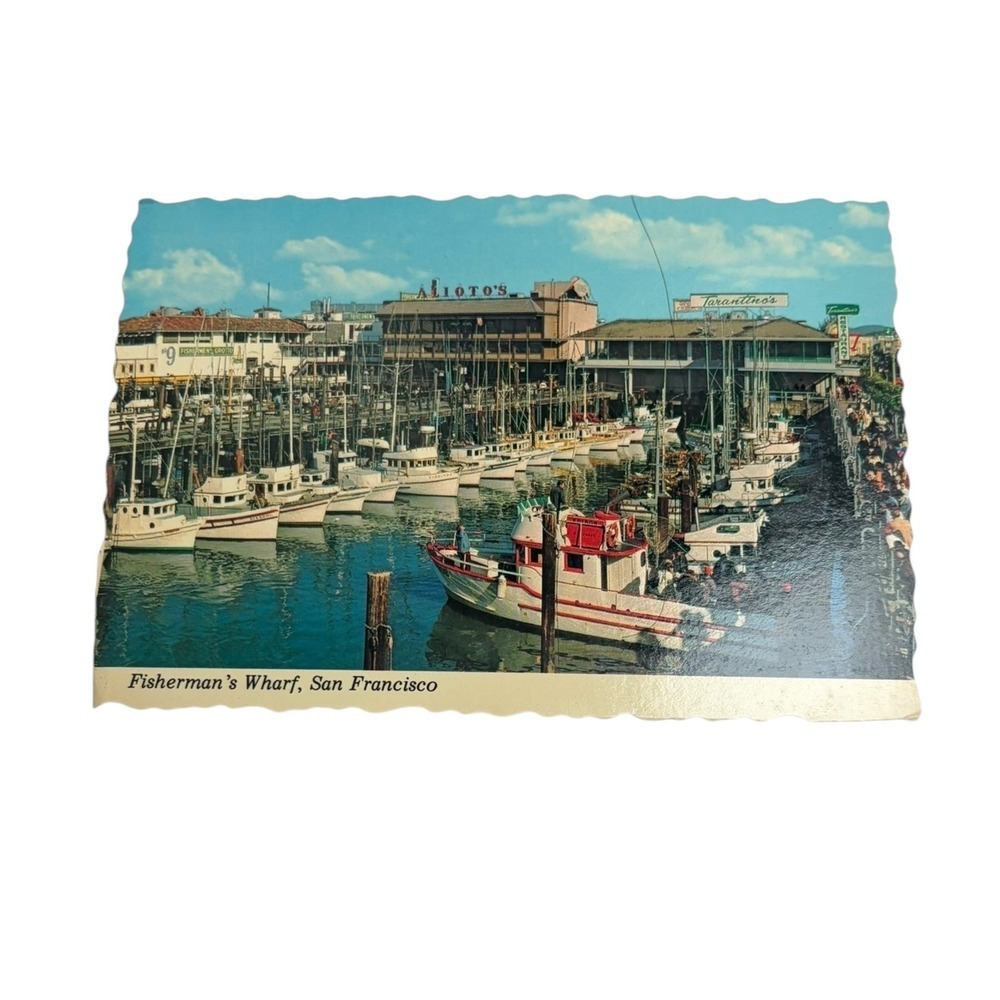 Vintage 1978 Fisherman's Wharf San Francisco Postcard Scalloped Edge Unposted